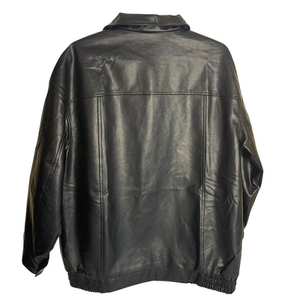 Automet Womens Black Faux Leather Bomber Jacket Sz M Zip Up Minimalist Modern - Picture 3 of 14